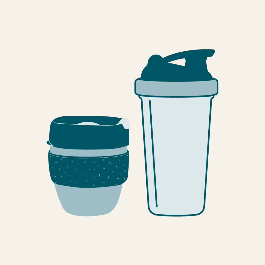 Illustration of two reusable beverage cups